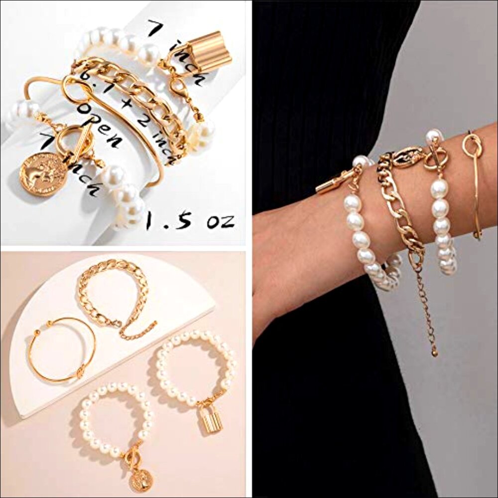 14k Gold Plated Adjustable Stackable Bracelet Set… - image 6